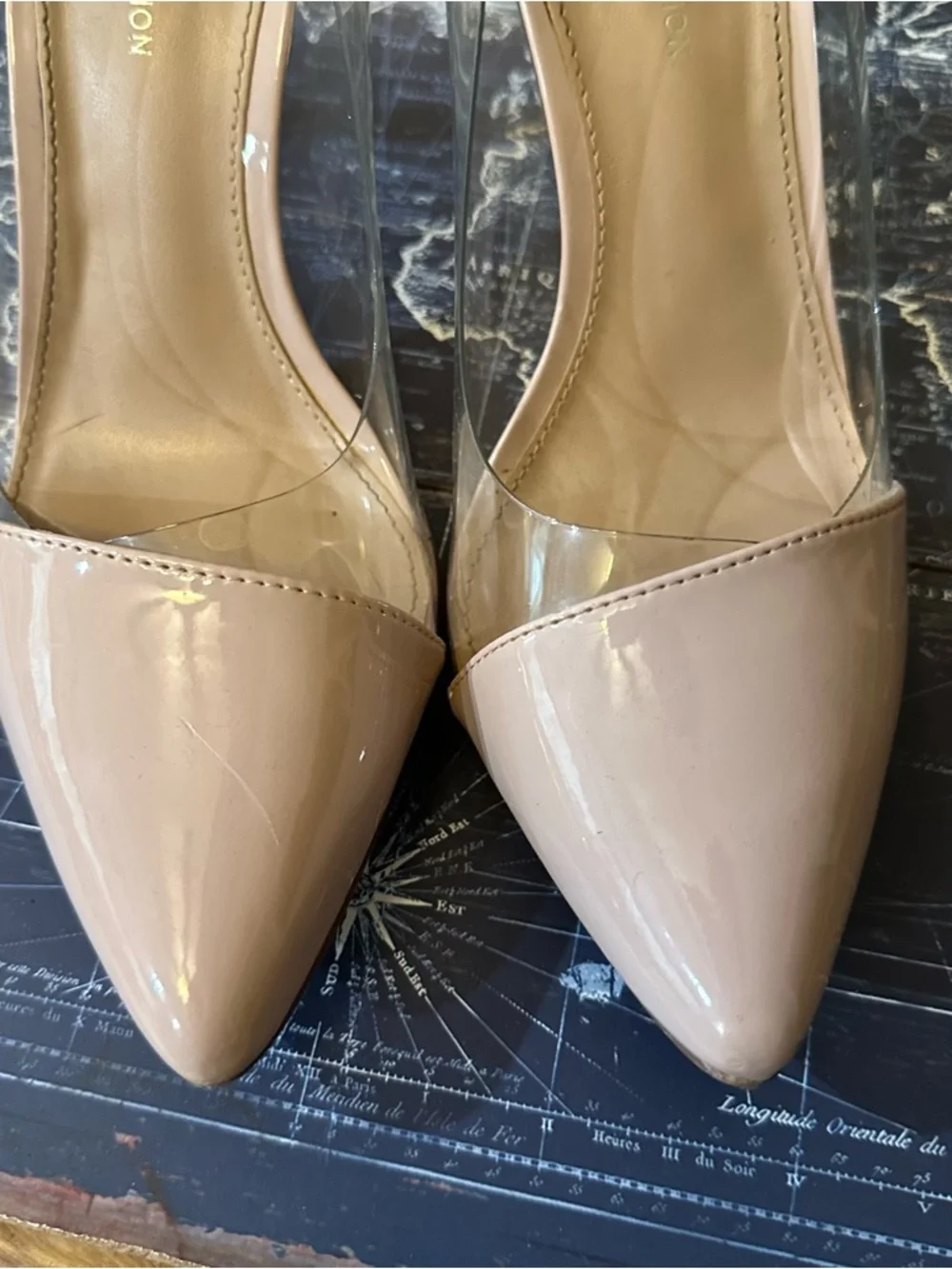 BCBGeneration “Lania” Lucite Pointed Stiletto Pumps – Nude Pink – Women’s 8